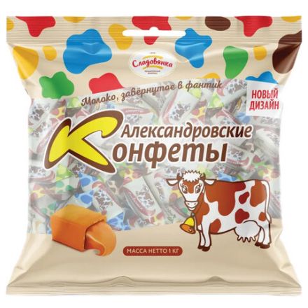 Конфеты сливочные АЛЕКСАНДРОВСКИЕ КОНФЕТЫ "Ассорти", с карамельно-тягучей начинкой, 1000 г