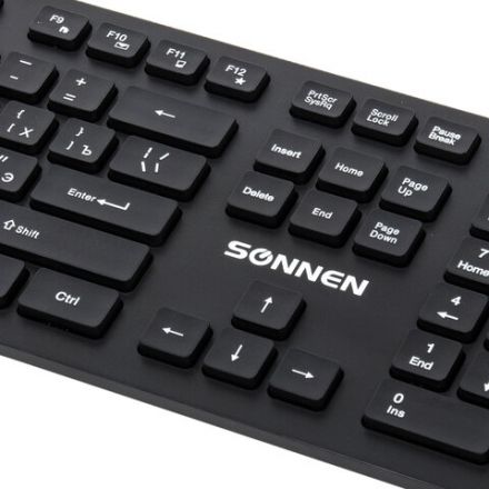 Клавиатура проводная SONNEN KB-8280, USB, 104 плоские клавиши, черная, 513510 Клавиатура проводная SONNEN KB-8280, USB, 104 плоские клавиши, черная, 513510