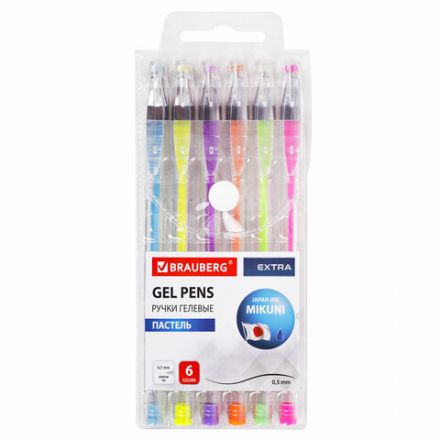 Ручки гелевые ПАСТЕЛЬ BRAUBERG "EXTRA", НАБОР 6 ЦВЕТОВ, узел 0,7 мм, линия 0,5 мм, 143910 Ручки гелевые ПАСТЕЛЬ BRAUBERG "EXTRA", НАБОР 6 ЦВЕТОВ, узел 0,7 мм, линия 0,5 мм, 143910