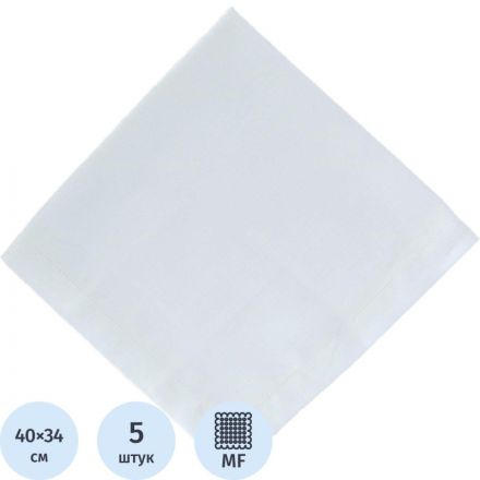 Салфетки хозяйственные нетканая микрофибра 34х40см 60г/м2 5шт/уп белая Салфетки хозяйственные нетканая микрофибра 34х40см 60г/м2 5шт/уп белая