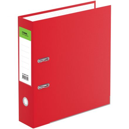 Папка-регистратор СТАММ "Эксперт", 80мм, бумвинил, с карм. на корешке,нижний метал. кант, красная