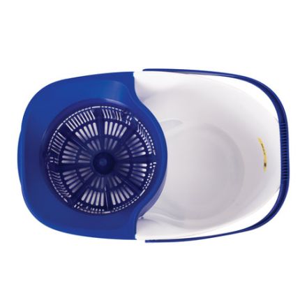 Швабра с отжимом и ведром 18л/8л, центрифуга, отжим педалью, 2 флаундера/насадки круглый и прямоугольный, бело-синий, LAIMA 603625