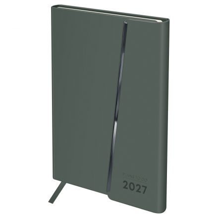 Ежедневник датированный 2027г., А5, 176л., твердый переплет, кожзам Soft touch, BG "Magnet. Grey", серый, магнитный клапан