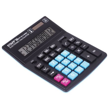 Калькулятор настольный STAFF PLUS STF-333-BKBU ( 200x154 мм) 12 разрядов, ЧЕРНО-СИНИЙ, 250461 Калькулятор настольный STAFF PLUS STF-333-BKBU ( 200x154 мм) 12 разрядов, ЧЕРНО-СИНИЙ, 250461