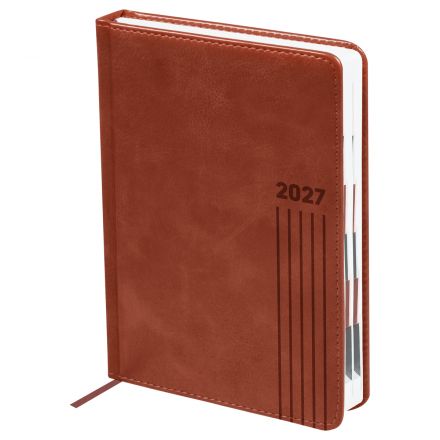 Ежедневник датированный 2027г., А5, 176л., твердый переплет, BG "Vesper Index. Brown", коричневый, блок с индексной вырубкой Ежедневник датированный 2027г., А5, 176л., твердый переплет, BG "Vesper Index. Brown", коричневый, блок с индексной вырубкой