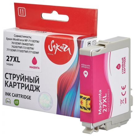 Картридж струйный Sakura C13T27134022 27XL M вод.пур. для Epson WF-7110DTW Картридж струйный Sakura C13T27134022 27XL M вод.пур. для Epson WF-7110DTW