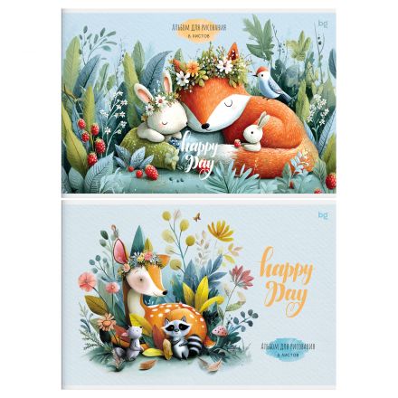 Альбом для рисования 08л., А4, на скрепке BG "Happy day", эконом Альбом для рисования 08л., А4, на скрепке BG "Happy day", эконом