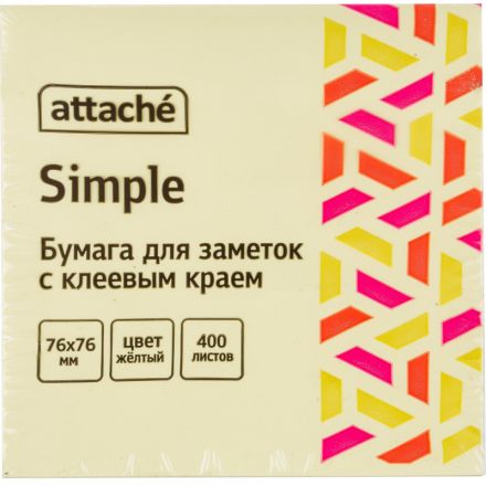 Стикеры Attache Simple куб 76х76, пастельно желтый 400 л Стикеры Attache Simple куб 76х76, пастельно желтый 400 л
