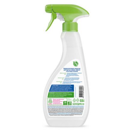 Средство для мытья стекол и зеркал с антибактериальным эффектом 500 мл SYNERGETIC, биоразлагаемое, распылитель, 39027, 107052 Средство для мытья стекол и зеркал с антибактериальным эффектом 500 мл SYNERGETIC, биоразлагаемое, распылитель, 39027, 107052
