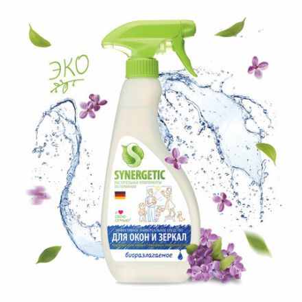 Средство для мытья стекол и зеркал с антибактериальным эффектом 500 мл SYNERGETIC, биоразлагаемое, распылитель, 39027, 107052 Средство для мытья стекол и зеркал с антибактериальным эффектом 500 мл SYNERGETIC, биоразлагаемое, распылитель, 39027, 107052