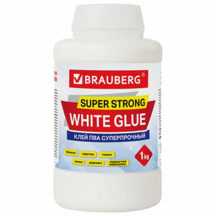 Клей ПВА BRAUBERG, 1 кг, суперпрочный (керамика, ткань, кожа, дерево, бумага, картон), 600984 Клей ПВА BRAUBERG, 1 кг, суперпрочный (керамика, ткань, кожа, дерево, бумага, картон), 600984