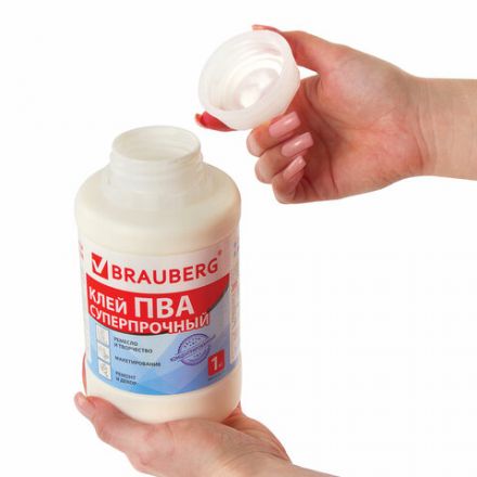 Клей ПВА BRAUBERG, 1 кг, суперпрочный (керамика, ткань, кожа, дерево, бумага, картон), 600984 Клей ПВА BRAUBERG, 1 кг, суперпрочный (керамика, ткань, кожа, дерево, бумага, картон), 600984