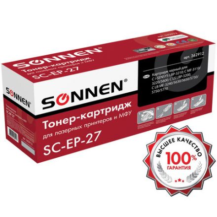 Картридж лазерный SONNEN (SC-EP-27) для CANON LBP-3200/MF3228/3240/5730, ВЫСШЕЕ КАЧЕСТВО, ресурс 2500 стр., 362912 Картридж лазерный SONNEN (SC-EP-27) для CANON LBP-3200/MF3228/3240/5730, ВЫСШЕЕ КАЧЕСТВО, ресурс 2500 стр., 362912