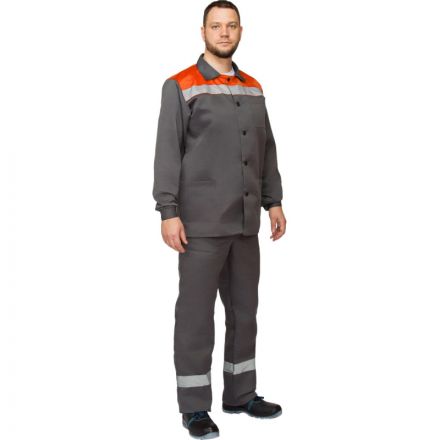 Костюм рабочий летний муж. л16-КПК с СОП сер/оранж (р.44-46) 182-188