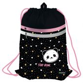 Мешок для обуви 1 отделение Berlingo "Cool panda", 340*460мм, вентиляционная сеточка, светоотражающая лента, карман на молнии Мешок для обуви 1 отделение Berlingo "Cool panda", 340*460мм, вентиляционная сеточка, светоотражающая лента, карман на молнии