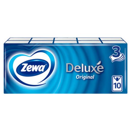 Платочки бумажные носовые ZEMMA/ZEWA Deluxe 3-слойные, СПАЙКА 10 пачек по 10 шт., 21х21 см, 511741