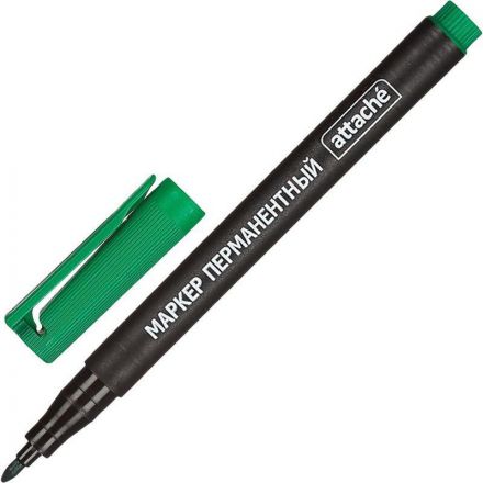 Маркер перманентный Attache зеленый (толщина линии 1 мм) Маркер перманентный Attache зеленый (толщина линии 1 мм)