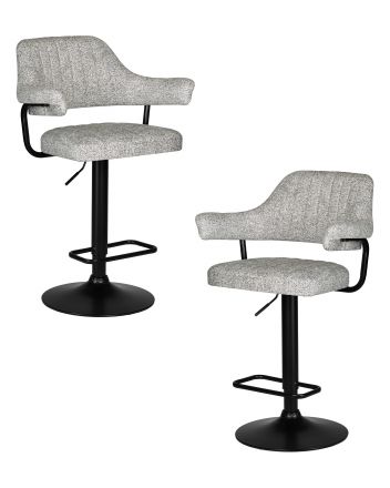 Набор 2 шт Стул барный DOBRIN CHARLY BLACK, светло-серый твид (LEO04)