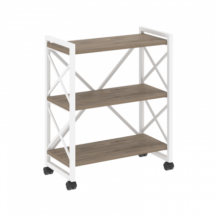Loft Стеллаж на колесных опорах-3 полки VR.L-MST.K-3.8 Тиквуд тёмный/Белый металл 800*400*968