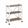 Loft Стеллаж на колесных опорах-3 полки VR.L-MST.K-3.8 Тиквуд тёмный/Белый металл 800*400*968