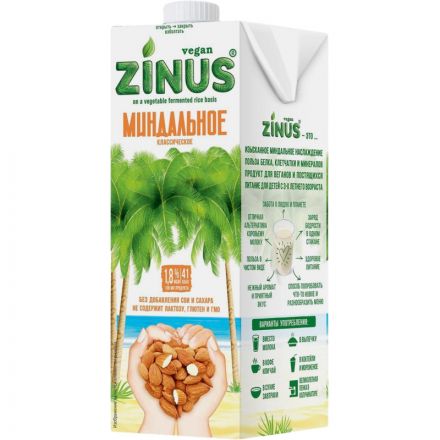 Молоко  Миндальное ZINUS  ореховое 1л ТBА