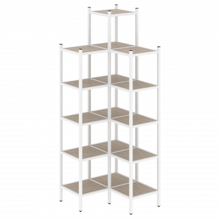 Loft Угловой внутренний стеллаж наборный VR.L-46 Дуб аттик/Белый металл 862*862*2280