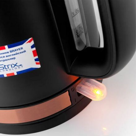 Чайник с термометром BRAYER BR1005BK, 1,7 л, 2200 Вт, закрытый нагревательный элемент, сталь, черный Чайник с термометром BRAYER BR1005BK, 1,7 л, 2200 Вт, закрытый нагревательный элемент, сталь, черный