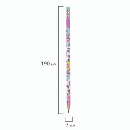 Карандаш чернографитный ЮНЛАНДИЯ "ЕДИНОРОГИ", 1 шт., HB, с ластиком, корпус ассорти, 181780 Карандаш чернографитный ЮНЛАНДИЯ "ЕДИНОРОГИ", 1 шт., HB, с ластиком, корпус ассорти, 181780