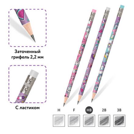 Карандаш чернографитный ЮНЛАНДИЯ "ЕДИНОРОГИ", 1 шт., HB, с ластиком, корпус ассорти, 181780 Карандаш чернографитный ЮНЛАНДИЯ "ЕДИНОРОГИ", 1 шт., HB, с ластиком, корпус ассорти, 181780