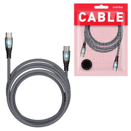 Кабель Type-C - Type-C, 1 м, 3 А, SMARTBUY, для быстрой зарядки и передачи данных, черный, FCTRANSP-BLACK Кабель Type-C - Type-C, 1 м, 3 А, SMARTBUY, для быстрой зарядки и передачи данных, черный, FCTRANSP-BLACK
