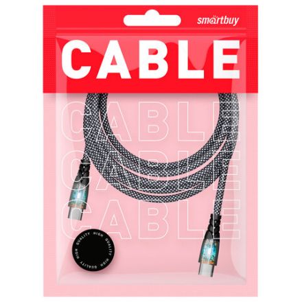 Кабель Type-C - Type-C, 1 м, 3 А, SMARTBUY, для быстрой зарядки и передачи данных, черный, FCTRANSP-BLACK Кабель Type-C - Type-C, 1 м, 3 А, SMARTBUY, для быстрой зарядки и передачи данных, черный, FCTRANSP-BLACK