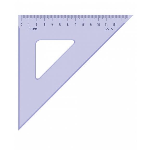 Треугольник 45°, 12см СТАММ, полистирол, прозрачный тонированный