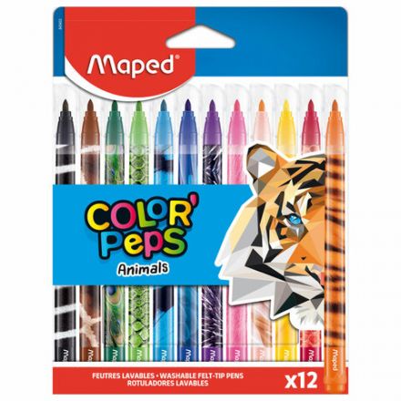 Фломастеры MAPED (Франция) "Animals" 12 цветов, смываемые, вентилируемый колпачок, 845403 Фломастеры MAPED (Франция) "Animals" 12 цветов, смываемые, вентилируемый колпачок, 845403