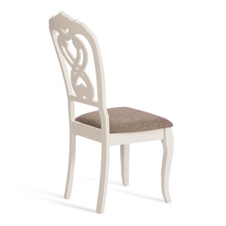 Стул -Андромеда/ Andromeda дерево гевея, 47х55,5х107 см, Ivory white, ткань коричневая S168-7