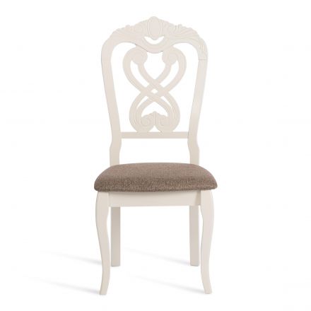 Стул -Андромеда/ Andromeda дерево гевея, 47х55,5х107 см, Ivory white, ткань коричневая S168-7