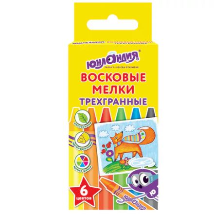 Восковые мелки трехгранные ЮНЛАНДИЯ "ЮНЛАНДИК И МУДРЫЙ ЛИС", НАБОР 6 цветов, 227288 Восковые мелки трехгранные ЮНЛАНДИЯ "ЮНЛАНДИК И МУДРЫЙ ЛИС", НАБОР 6 цветов, 227288