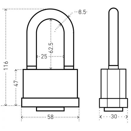 Замок навесной всепог_УЗК Аллюр ВС1Ч-375ПД (58xd=8,5x62,5)чуг.чер(дл.д/6кл)