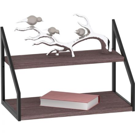 Полка TI_настен/настоль Комус Онега-8 250х450 мет чер/ЛДСП ясень анкор тем