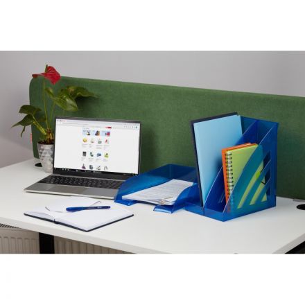 Лоток горизонтальный Комус Русская серия, синий прозрач Лоток горизонтальный Комус Русская серия, синий прозрач