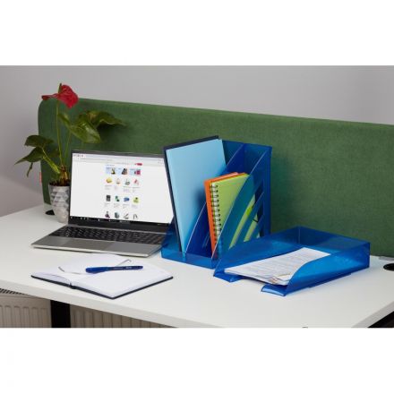 Лоток горизонтальный Комус Русская серия, синий прозрач Лоток горизонтальный Комус Русская серия, синий прозрач