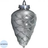 Украшение Шишка 250мм, с глиттером лакированная (серебряная) 479837 Украшение Шишка 250мм, с глиттером лакированная (серебряная) 479837