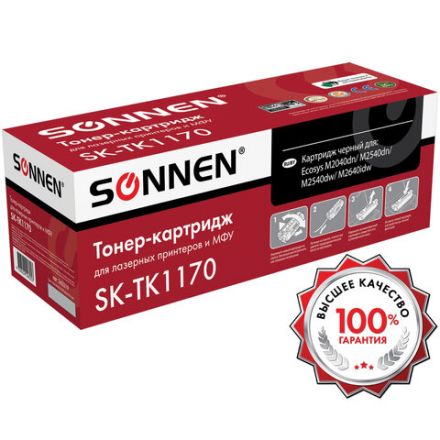 Тонер-картридж SONNEN (SK-TK1170) для KYOCERA Ecosys M2040DN/M2540DN/M2640IDW, ресурс 7200 страниц, 363319 Тонер-картридж SONNEN (SK-TK1170) для KYOCERA Ecosys M2040DN/M2540DN/M2640IDW, ресурс 7200 страниц, 363319