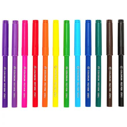 Фломастеры набор Deli  ColoRun вентилир. 12цв.пакет с европодвес., EC10003