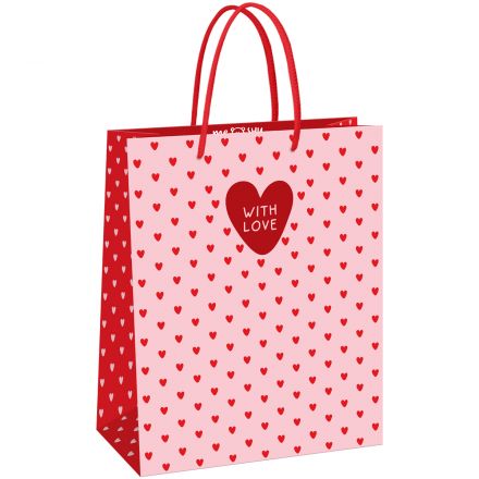 Пакет подарочный 26*32*12см MESHU "Heart pattern", матовая ламинация Пакет подарочный 26*32*12см MESHU "Heart pattern", матовая ламинация