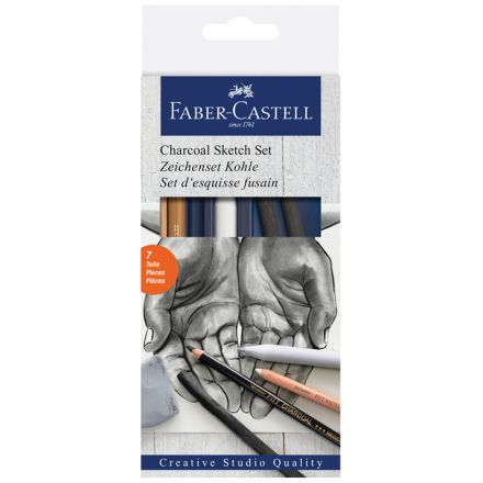 Набор угля и угольных карандашей Faber-Castell " Goldfaber Charcoal Sketch" 7 предметов, картон. упаковка
