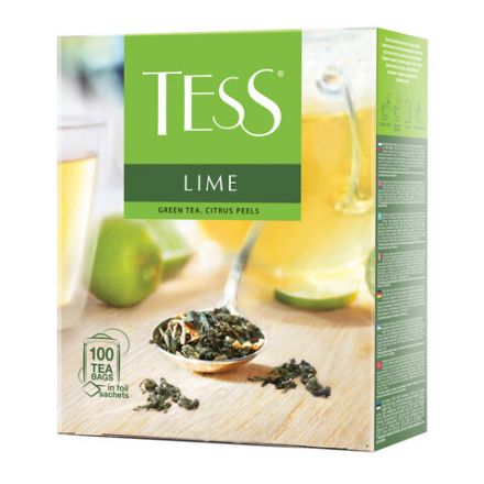 Чай TESS "Lime" зеленый с цедрой цитрусовых, 100 пакетиков в конвертах по 1,5 г, 0920-09