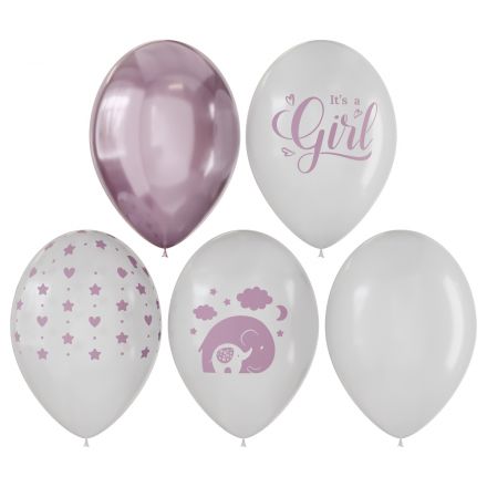 Воздушные шары, 10шт., М12/30см, MESHU "It's girl", пастель, ассорти Воздушные шары, 10шт., М12/30см, MESHU "It's girl", пастель, ассорти