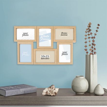 Рамка 10х15 см для 6 фото небьющаяся, багет 15 мм, МДФ, BRAUBERG "Collage", цвет мокко, 391262 Рамка 10х15 см для 6 фото небьющаяся, багет 15 мм, МДФ, BRAUBERG "Collage", цвет мокко, 391262