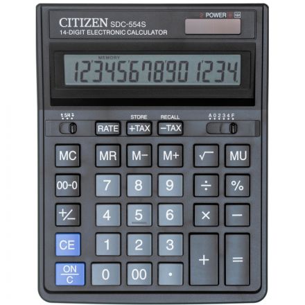 Калькулятор настольный ПОЛНОРАЗМЕРНЫЙ Citizen SDC-554S 14-разрядный черный