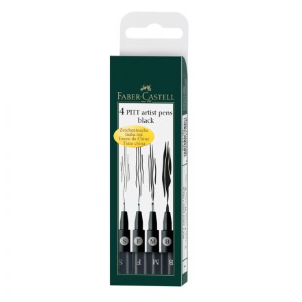 Набор капиллярных ручек Faber-Castell "Pitt Artist Pen" черные, 4шт., 0,3/0,5/0,7мм/Brush Набор капиллярных ручек Faber-Castell "Pitt Artist Pen" черные, 4шт., 0,3/0,5/0,7мм/Brush